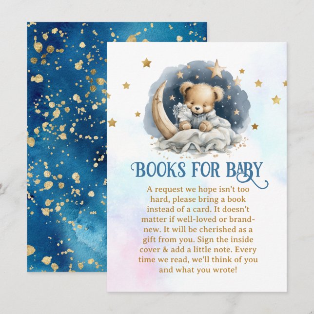 Tarjeta De Recepción Sleepy Teddy Bear solicitud de libro de Baby Showe (Anverso / Reverso)
