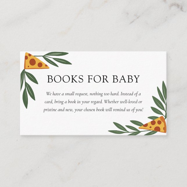 Tarjeta De Recepción Slice Slice Baby Pizza Baby Shower Books (Anverso)