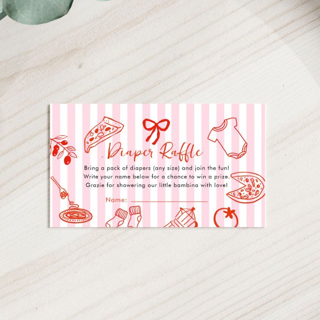 Tarjeta De Recepción Slice Slice Baby Shower Diaper Raffle (Slice slice Pizza Baby Shower diaper raffle card)