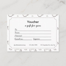 Tarjeta De Recepción Small Coffee Shop Voucher and Gift Certificates