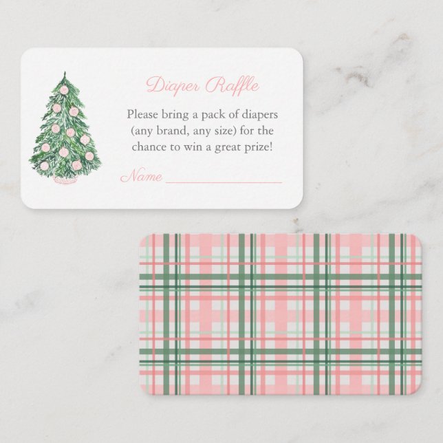 Tarjeta De Recepción Smart Holidays Baby Shower Para Chica Diaper Raffl (Anverso / Reverso)