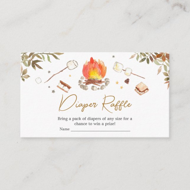 Tarjeta De Recepción S'more Campfire Baby Shower Diaper Raffle (Anverso)