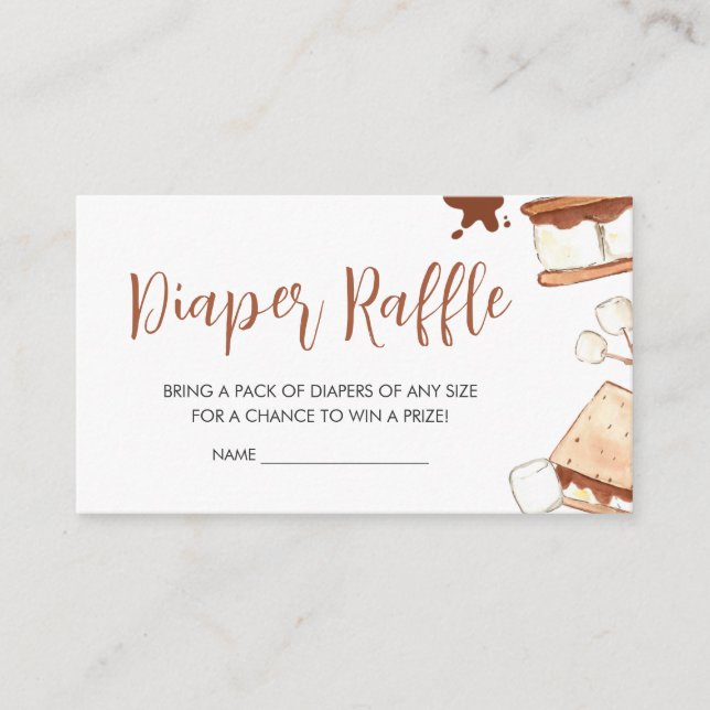 Tarjeta De Recepción S'mores Camping Baby Shower Diaper Raffle (Anverso)