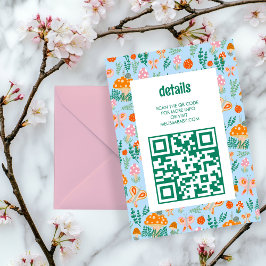 Tarjeta De Recepción Snack Mushroom Cute Adorable QR CODE BABY SHOWER