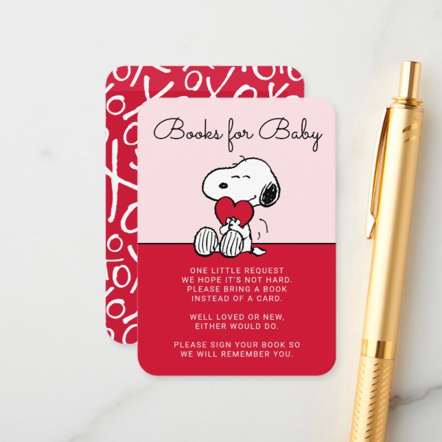 Tarjeta De Recepción Snoopy | Little Sweetheart Baby Shower Enclosure C (Anverso/Reverso In Situ)