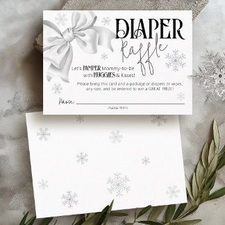 Tarjeta De Recepción Snow In Love Bow Winter Baby Shower Diaper Raffle