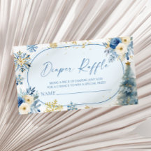 Snowflake Blue Winter Baby Shower Diaper Raffle