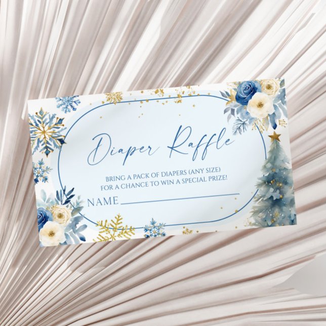 Tarjeta De Recepción Snowflake Blue Winter Baby Shower Diaper Raffle (Subido por el creador)