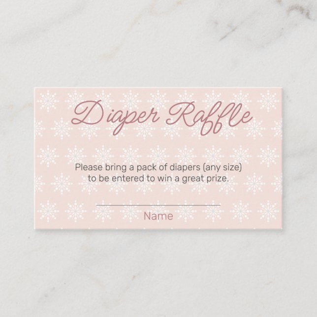 Tarjeta De Recepción Snowflake Diaper Raffle Chica Baby Shower (Anverso)