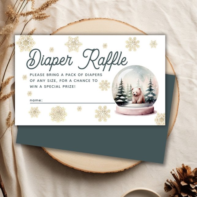 Tarjeta De Recepción Snowflake Invierno Baby Shower Diaper Raffle (Snowflake Winter Baby Shower Diaper Raffle Enclosure Card)