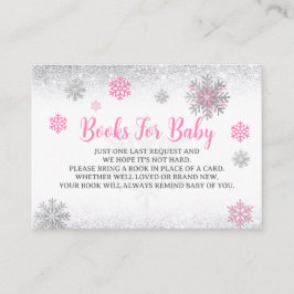 Tarjeta De Recepción Snowflake Pink & Silver Baby Shower Book Request