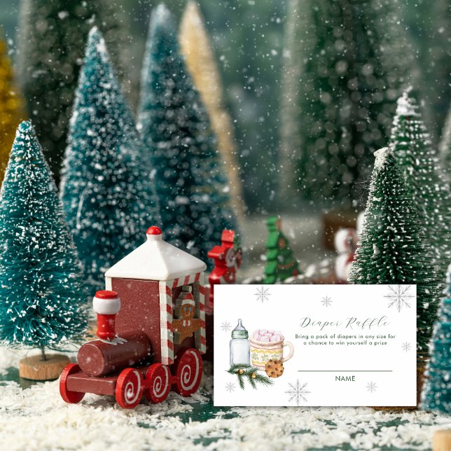 Tarjeta De Recepción Snowflake S'more Cookie Diaper Raffle Baby Shower  (Snowflake S'more Cookie Diaper Raffle Baby Shower Enclosure Card)