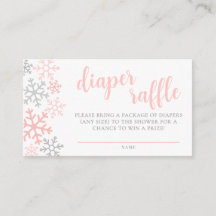 Snowflake Winter Girl Baby Shower Diaper Raffle