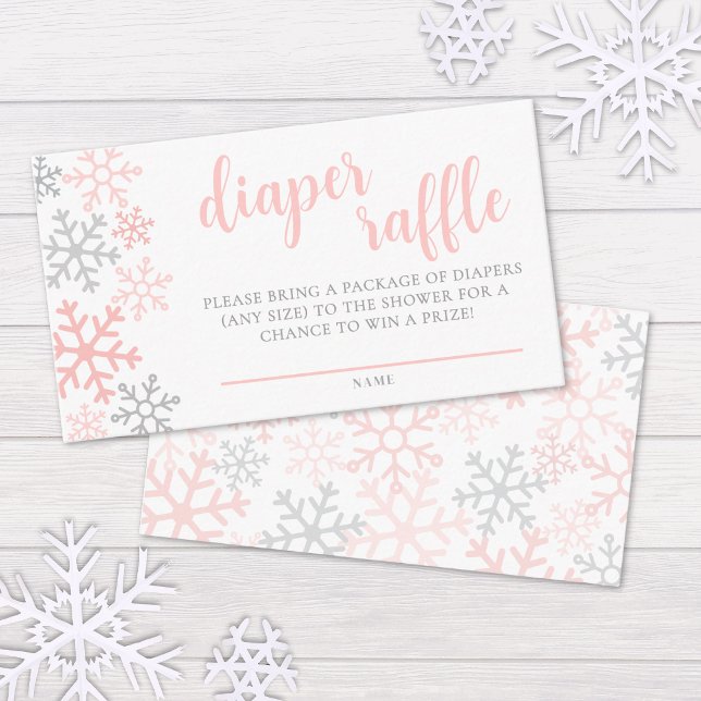 Tarjeta De Recepción Snowflake Winter Girl Baby Shower Diaper Raffle (Snowflake Winter Girl Baby Shower Diaper Raffle Enclosure Card)