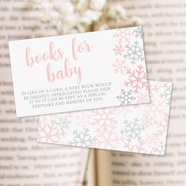 Tarjeta De Recepción Snowflake Winter Girl Books For Baby Shower (Snowflake Winter Girl Books For Baby Shower Enclosure Card)
