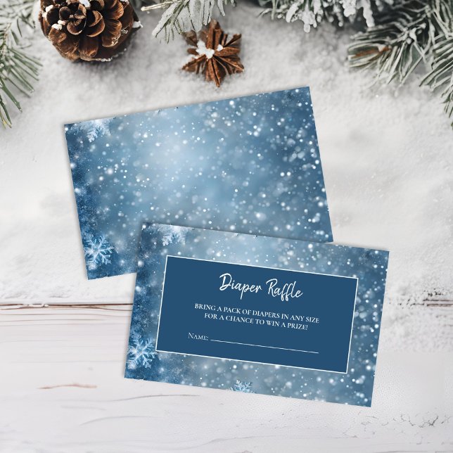 Tarjeta De Recepción Snowflake Winter Wonderland Blue Diaper Raffle (Subido por el creador)