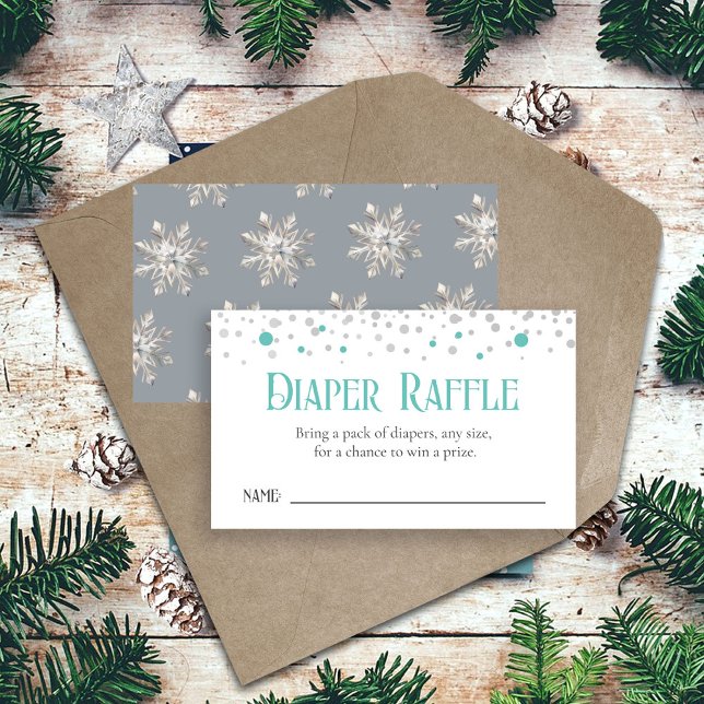 Tarjeta De Recepción Snowflakes Baby Shower Diaper Raffle (Subido por el creador)