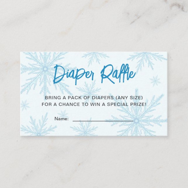 Tarjeta De Recepción Snowflakes Boy Baby Shower Diaper Raffle Ticket (Anverso)