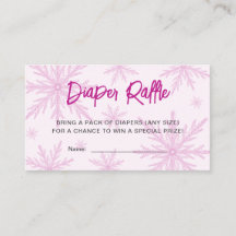 Snowflakes Girl Baby Shower Diaper Raffle Ticket