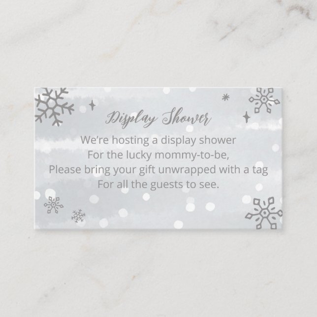 Tarjeta De Recepción Snowflakes Silver Gray Baby Shower Display Shower (Anverso)