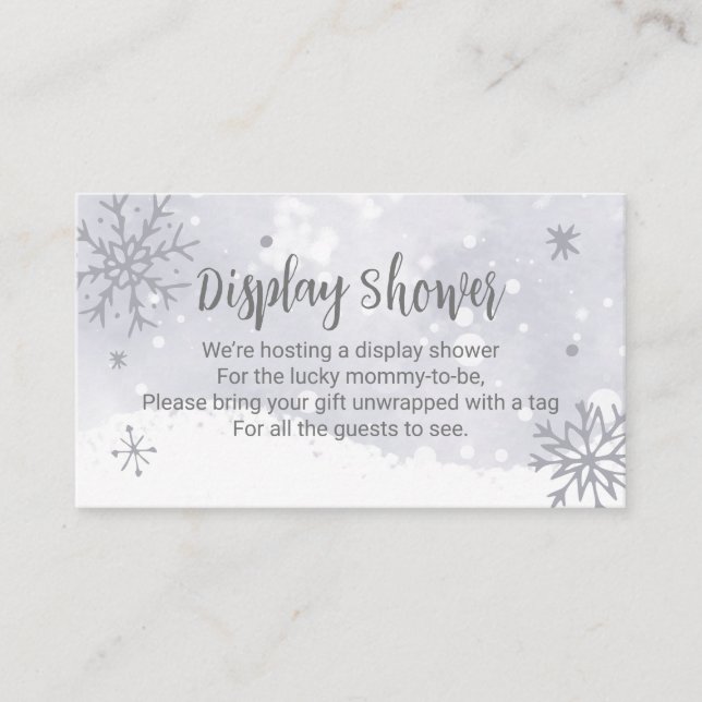 Tarjeta De Recepción Snowflakes Silver Gray Baby Shower Display Shower (Anverso)