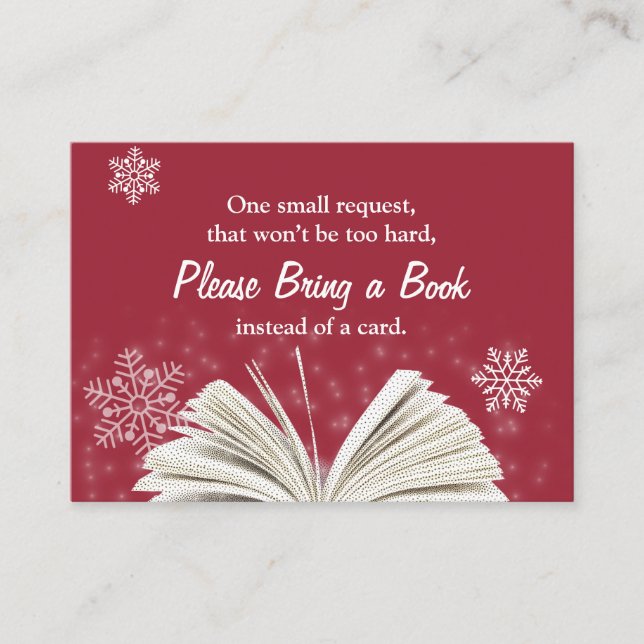 Tarjeta De Recepción Snowflakes trae un libro Baby Shower Insert (Anverso)