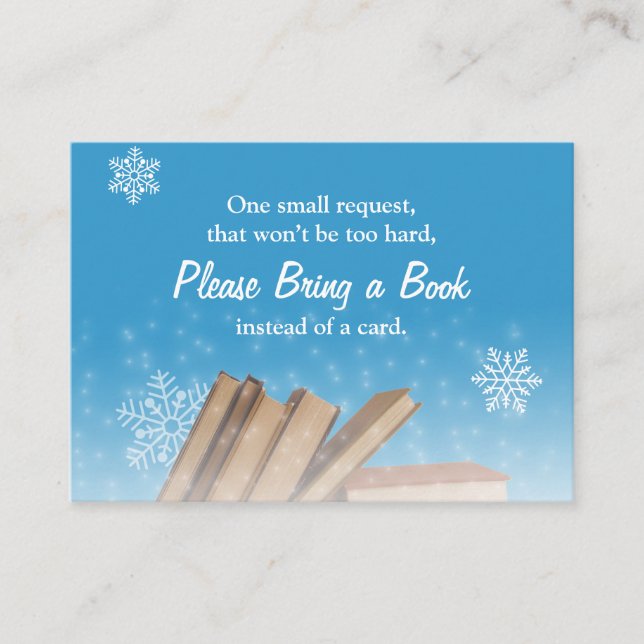 Tarjeta De Recepción Snowflakes trae un libro en Baby Shower Insert (Anverso)