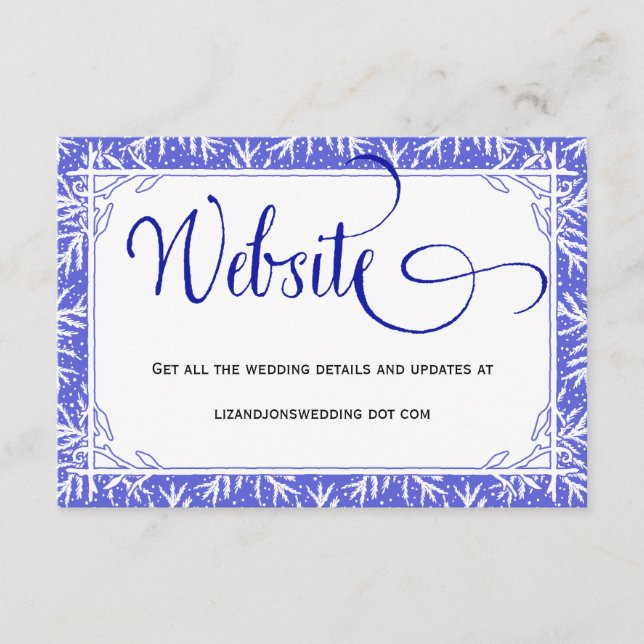 Tarjeta De Recepción Snowflakes Winter Wedding Página web de informació (Anverso)