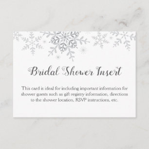 Tarjeta De Recepción Snowflakes Winter Wonderland Bridal Shower Insert