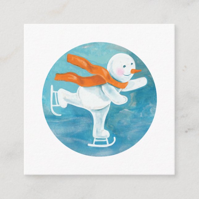 Tarjeta De Recepción Snowman sobre patinaje sobre hielo (Anverso)
