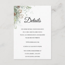 Tarjeta De Recepción Snowy Greenery floral Enclosure Card Details