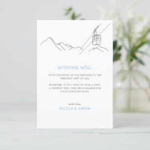 Tarjeta De Recepción Snowy Ski Slopes Boda de tranvía Deseando Bien