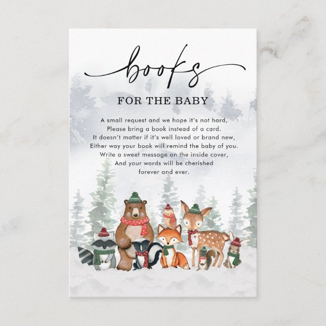 Tarjeta De Recepción Snowy Winter Woodland Forest Animals Solicitud de  (Anverso)