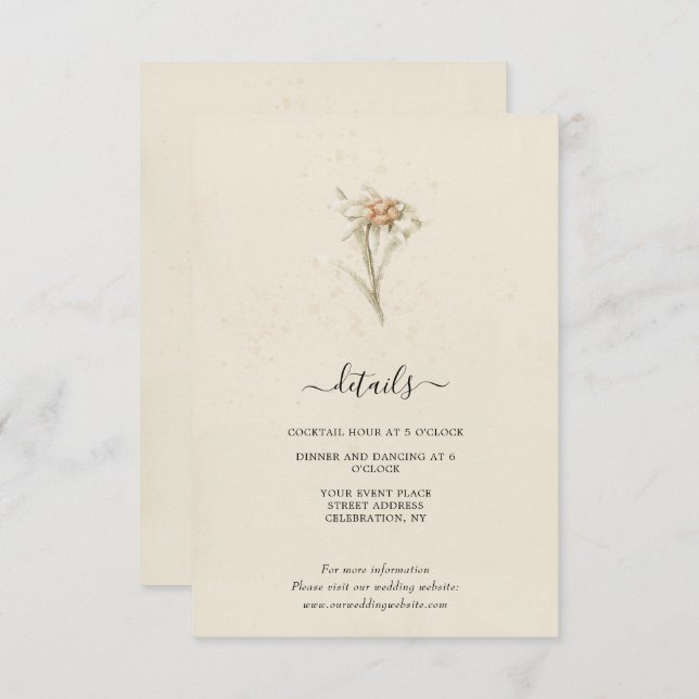 Tarjeta De Recepción Sobre de Acuarela de Flores Silvestres Antiguas (Anverso / Reverso)