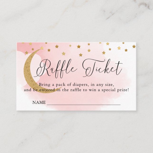 Tarjeta De Recepción Sobre el rosa de la luna, boleto Baby Shower Raffl (Anverso)