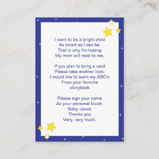 Tarjeta De Recepción Sobre la luna | Baby Bring a Book Card