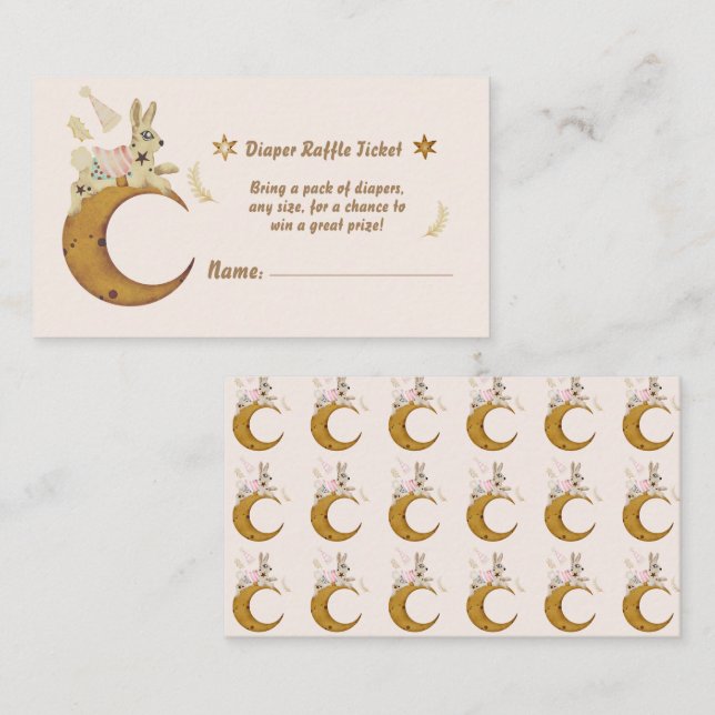 Tarjeta De Recepción Sobre la luna Baby Shower Diaper Raffle (Anverso / Reverso)