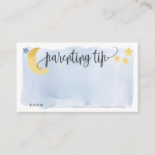 Tarjeta De Recepción Sobre la luna, Blue Parenting Tip Jar Advice Card