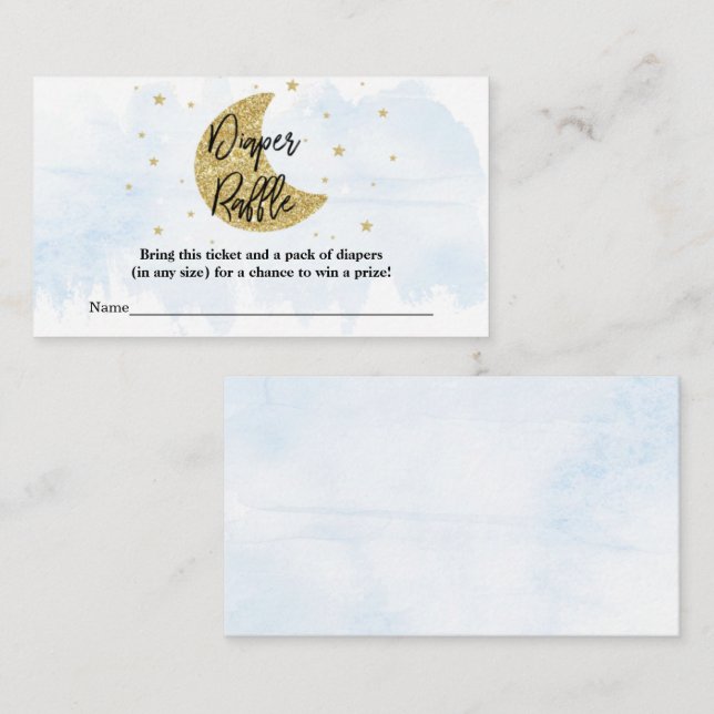 Tarjeta De Recepción Sobre la luna | Boys Baby Shower Diaper Raffle (Anverso / Reverso)