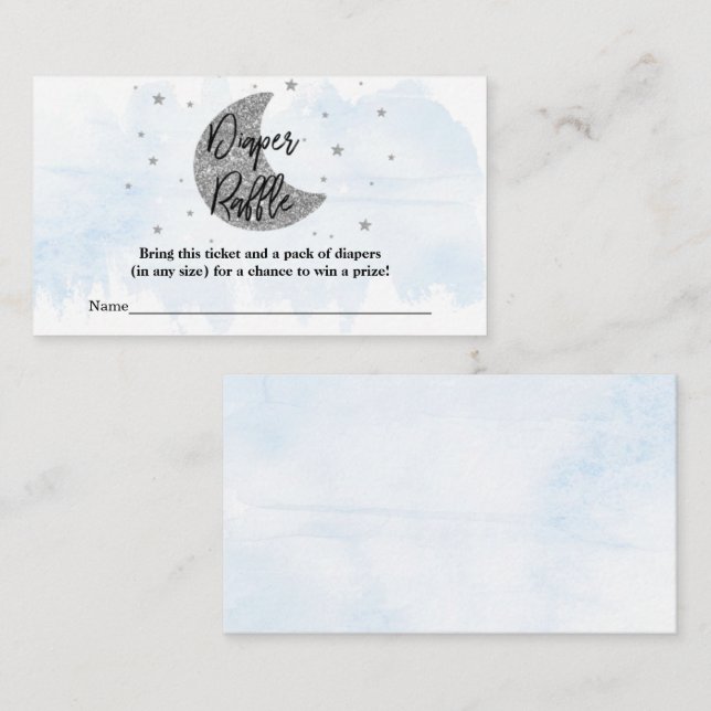 Tarjeta De Recepción Sobre la luna | Boys Baby Shower Diaper Raffle Enc (Anverso / Reverso)
