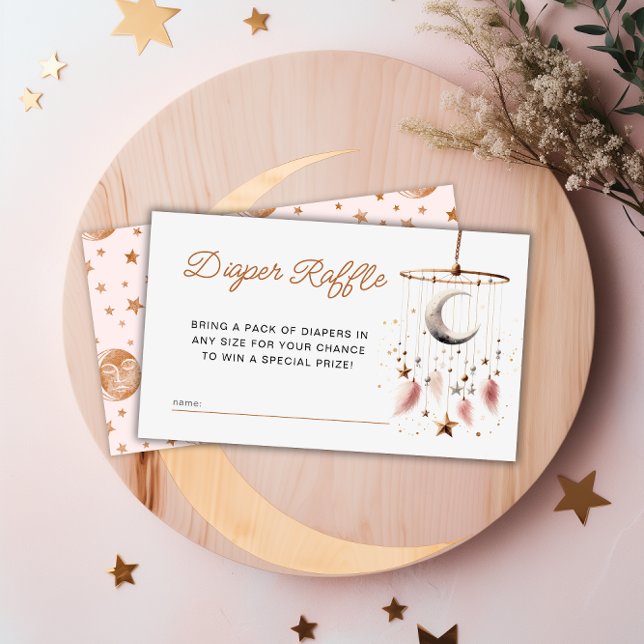 Tarjeta De Recepción Sobre la luna Celestial Baby Shower Diaper Raffle (Over the Moon Celestial Baby Shower Diaper Raffle Enclosure Card)