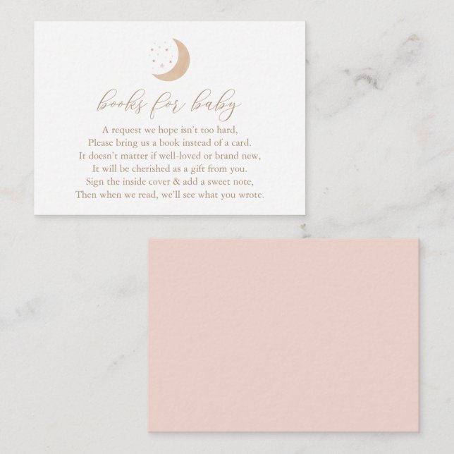 Tarjeta De Recepción Sobre la luna Chica Baby Shower Libros para bebé (Anverso / Reverso)
