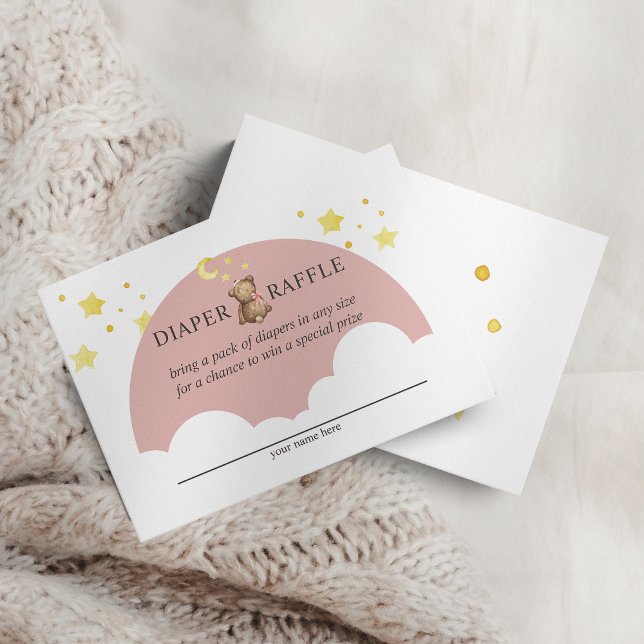 Tarjeta De Recepción Sobre La Luna Chica Teddy Bear Diaper Rosa Raffle (Subido por el creador)