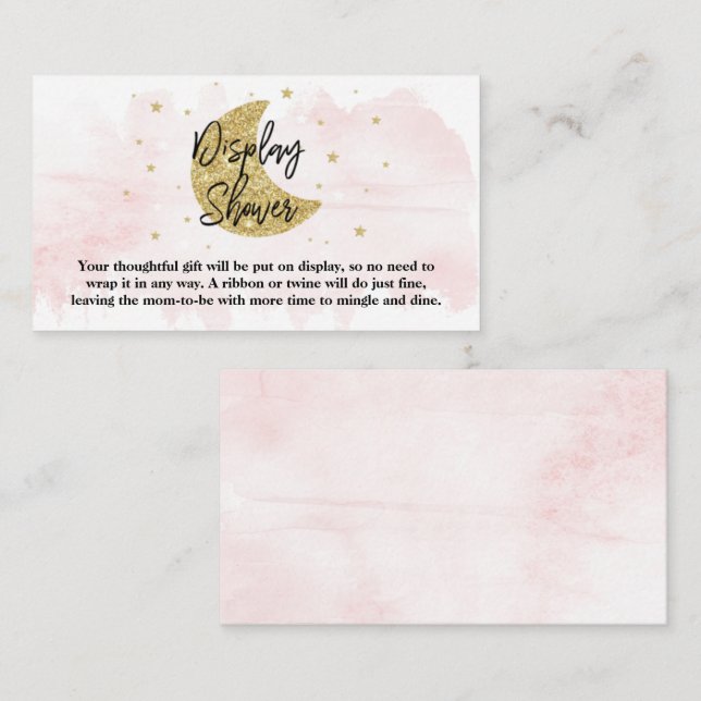 Tarjeta De Recepción Sobre la luna | Chicas Baby Shower Display Shower (Anverso / Reverso)