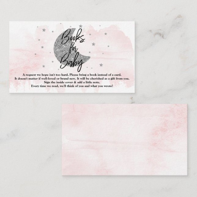 Tarjeta De Recepción Sobre la luna | Chicas Libros Baby Shower Para Beb (Anverso / Reverso)