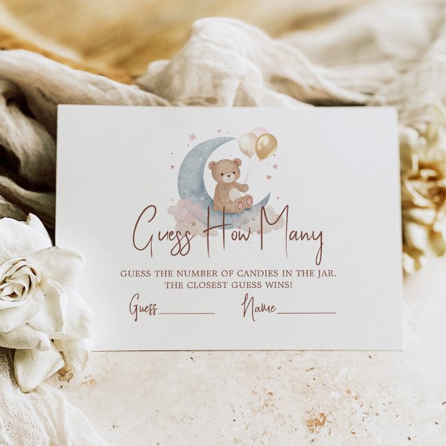Tarjeta De Recepción Sobre la Luna Cuántos Candies Baby Shower (Subido por el creador)