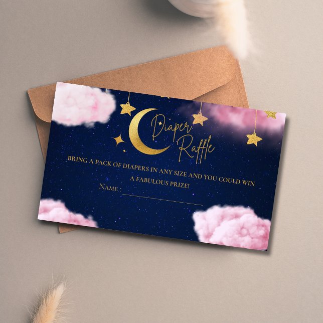 Tarjeta De Recepción Sobre la luna estrellas rosa ducha de bebé Diaper (Subido por el creador)