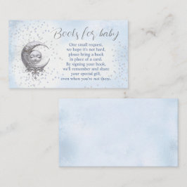 Tarjeta De Recepción Sobre la luna - Libros azules de Baby Shower para
