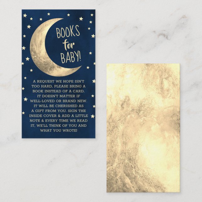 Tarjeta De Recepción Sobre la luna | Libros Baby Shower Para Bebés (Anverso / Reverso)