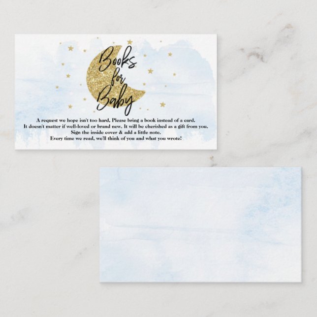 Tarjeta De Recepción Sobre la luna | Libros Baby Shower Para Niños (Anverso / Reverso)